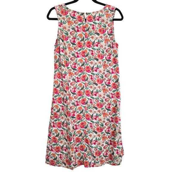 M&S Collection Linen Floral Square Neck Midi Dress Cream Orange Sz 8 Sleeveless - Picture 4 of 10